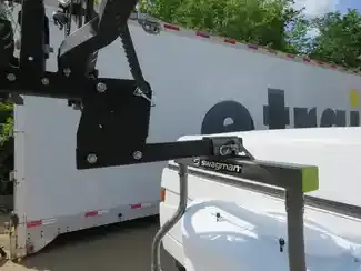 Hitch-style tongue-mounted bike rack on trailer