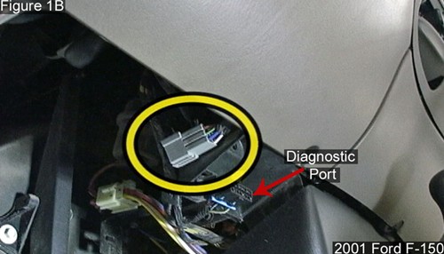 Ford brake controller wiring harness near the diagnostic port