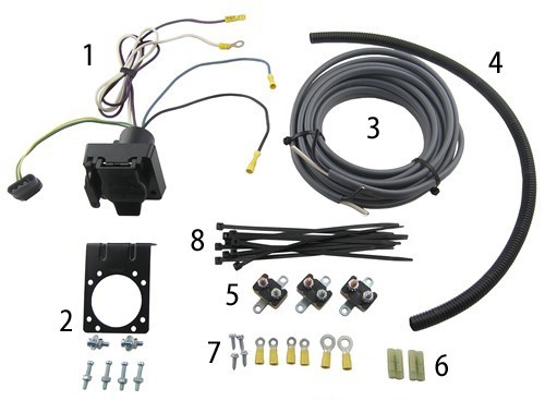 The 7-way installation kit pictured with all included parts