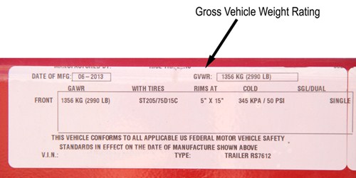 Gross Vehicle Weight Rating Label Example