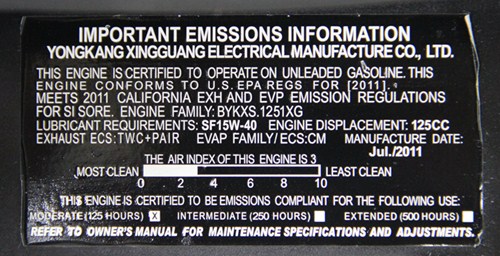 Sample generator emissions sticker