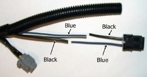 Nissan and Suzuki OEM wiring harness showing reversed wire colors