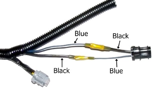Nissan and Suzuki OEM wiring harness showing wire colors after being reversed