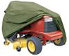 Classic Accessories lawn tractor cover covering red lawn tractor.