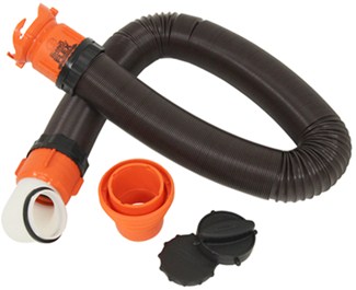 RhinoFLEX RV Sewer Hose w Swivel Fittings, 4-in-1 Adapter, and Storage Caps