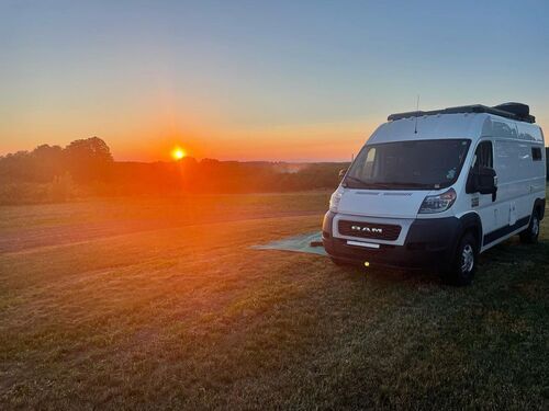 Camper Van at Sunset