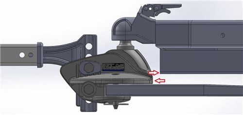 Reese technical bulletin illustration of steadi-flex weight distribution system clearance issue