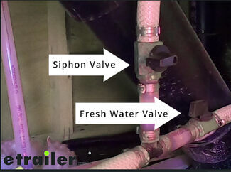 RV siphon and fresh water valves