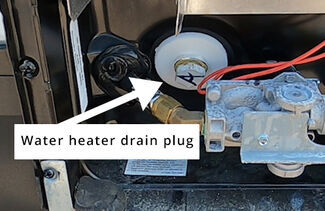 Water heater drain plug on RV