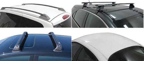 Vehicle roof styles, including raised side rails and naked roof