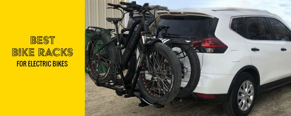 Electric Bikes Mounted on White SUV with Bike Rack