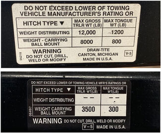 Weight Distribution Sticker Label - With vs Without Weight Distribution