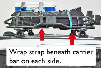 Tie-Down Straps Secure Cargo in Roof Rack Basket