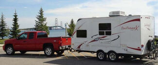 Truck Towing Conventional Travel Trailer