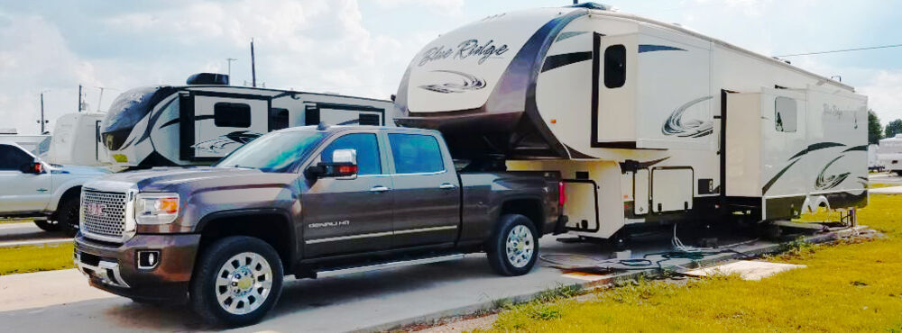 Truck Towing Fifth Wheel Camper
