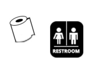 Toilet paper and Restroom Sign