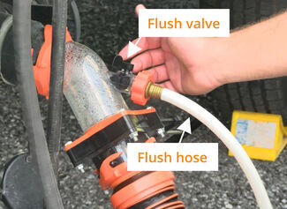 Flush valve with flush hose