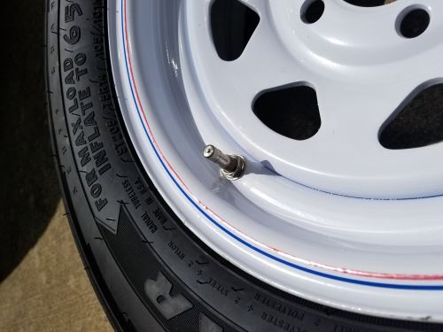 Valve stem on trailer tire