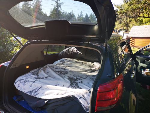 Car Camping Bed Setup