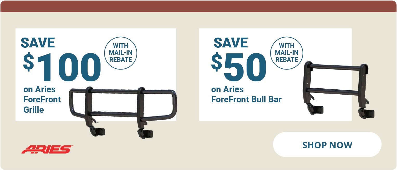 Save $100 on Aries ForeFront Grill and $50 on Aries ForeFront Bull Bar